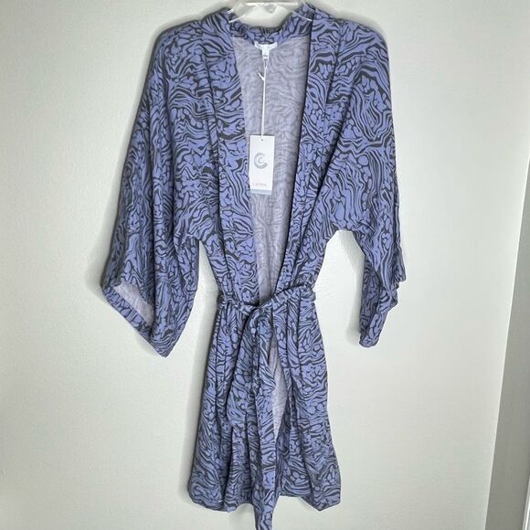 Calme Johnny Was Blue Kimono Robe Size Large New With Tags - Picture 3 of 16